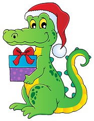 Image showing Christmas crocodile theme image 1