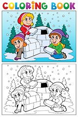 Image showing Coloring book winter topic 4