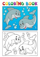 Image showing Coloring book with marine animals 7