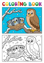 Image showing Coloring book owl theme 1