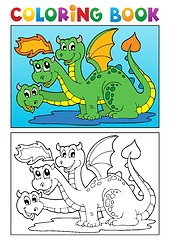 Image showing Coloring book dragon theme image 4