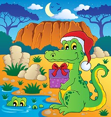 Image showing Christmas crocodile theme image 2