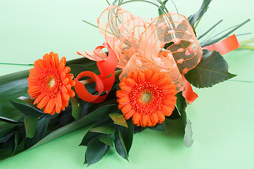 Image showing fresh bouquet from orange gerbers