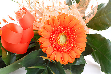 Image showing fresh bouquet from orange gerbers