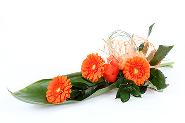 Image showing fresh bouquet from orange gerbers