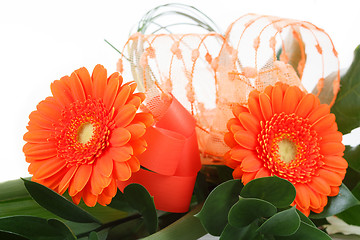 Image showing fresh bouquet from orange gerbers