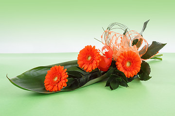 Image showing fresh bouquet from orange gerbers