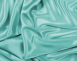 Image showing Blue satin textile background