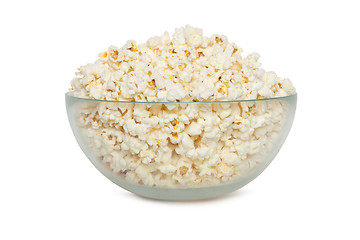 Image showing Delicious popcorn in bowl over white background