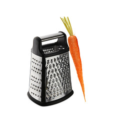 Image showing carrot on grater on white background