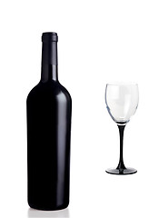 Image showing wine bottle and glass isolated on white