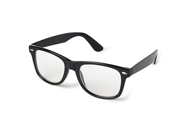 Image showing Photo of black nerd glasses isolated on white