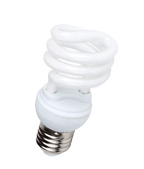 Image showing Fluorescent light bulb on white background