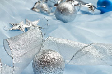 Image showing beautiful blue Christmas balls