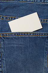 Image showing A denium blue jean pocket witn business card