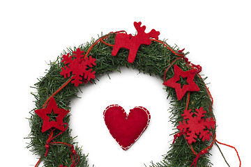 Image showing christmas wreath with red heart