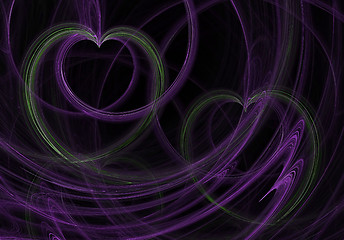 Image showing Green Hearts Purple Swirls