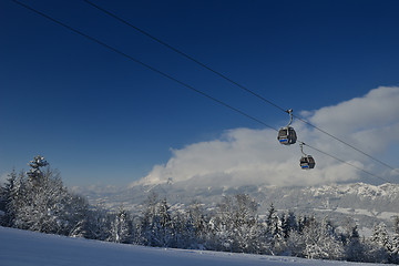 Image showing Ski lift gondola in Alps