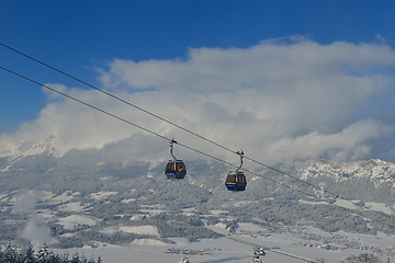 Image showing Ski lift gondola in Alps