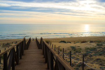 Image showing Sunrise on Guardamar beach