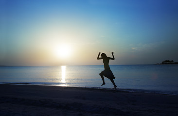 Image showing Happy at the sea