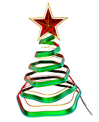 Image showing christmas tree with red star