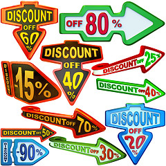 Image showing set of arrow labels for sales with discounts