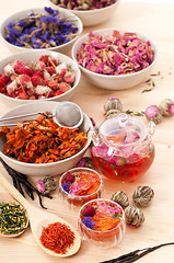 Image showing Herbal natural floral tea infusion with dry flowers