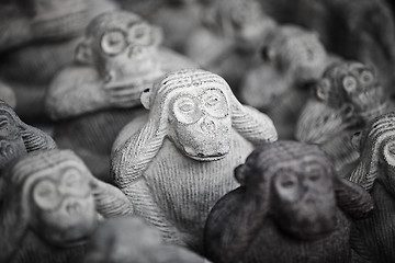 Image showing Stone miniature figurines of monkeys