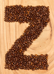 Image showing Letter Z, alphabet from coffee beans