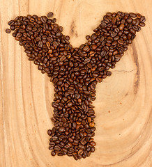 Image showing Letter Y, alphabet from coffee beans