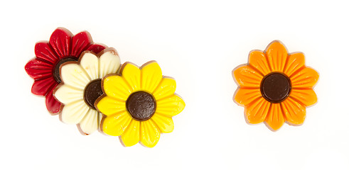 Image showing Different colors of chocolate flowers