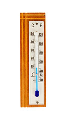 Image showing The thermometer made of wood isolated