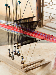 Image showing The making of silk scarfs in Vietnam