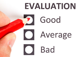 Image showing Red pencil on a evaluationform