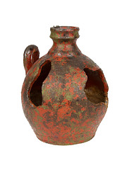 Image showing Old red vase from clay, the handwork