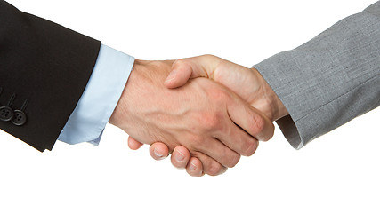 Image showing Businessman and businesswoman shaking hands