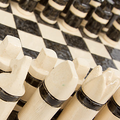 Image showing Unique handmade chess set (pottery), isolated