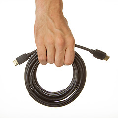 Image showing Close-up of hdmi cable in a hand