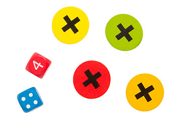 Image showing Unknown game for children, dice and crosses