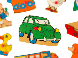 Image showing Piece of an antique wooden puzzle for children