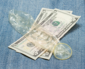 Image showing Condom on jeans 