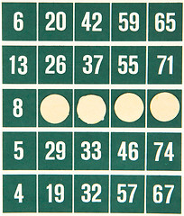 Image showing Green bingo card isolated