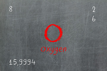 Image showing Isolated blackboard with periodic table, Oxygen