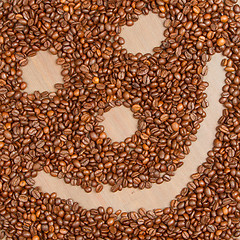 Image showing Coffee grains arranged in smiley