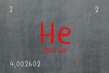 Image showing Isolated blackboard with periodic table, Helium