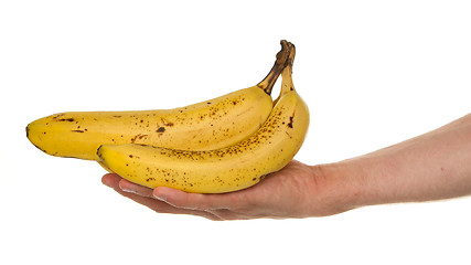 Image showing Hand full of bananas