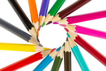 Image showing Many different color pencils