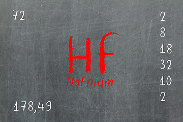 Image showing Isolated blackboard with periodic table, Hafnium