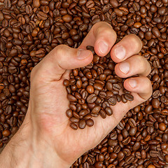 Image showing Coffee beans in hand